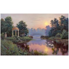 Алмазная мозаика Molly 40х50 см И.Прищепа. Утренний парк квадратные элементы, без подрамника 40 цветов