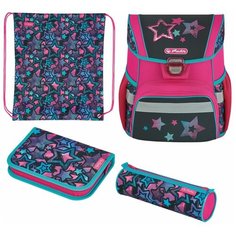 Ранец школьный Herlitz Loop Stars, Звезды, розовый, с наполнением