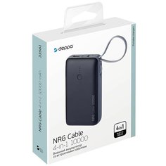 Мобильный аккумулятор NRG Cable 4 в 1 10000 mAh, 2.1A, USB, Lightning, type-C, microUSB, серый, Deppa (33561)