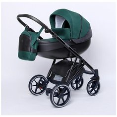 Коляска детская Peppy Zoom 2 в 1 (07) Black экокожа / Зеленая ткань
