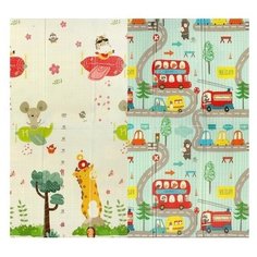 Коврик развивающий " Elefantino " двухсторонний , складной (машинки/животные)