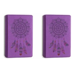 Блок для йоги, пенный, фиолетовый с рисунком, повышенной плотности, 25х15х8 см, 2 шт. Icon