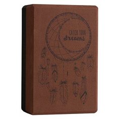 Блок для йоги, пенный, коричневый с рисунком, повышенной плотности, 25х15х8 см Icon