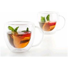 Чашка из жаропрочного стекла "Толстячок" 250мл с ручкой, 2шт Чайная Компания Слон