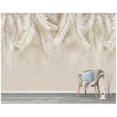 M04204-B Фотообои Флизелиновые с виниловым покрытием серые "Пальмовые листья" 400х270 см Barton Wallpapers