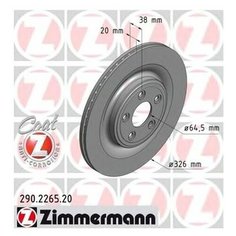Тормозной диск Zimmermann 290.2265.20 для Jaguar S-Type, XF, XJ, XK