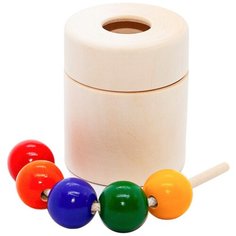 Сортер деревянный Монтессори для малышей Бочонок и шнуровка 5 цветов Эврилэнд