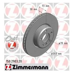 Тормозной диск Zimmermann 150.2903.20 для BMW 1 серия F20,F21, 2 серия F22, F87,F23, 3 серия F30, F80,F31,F34, 4 серия F32, F82