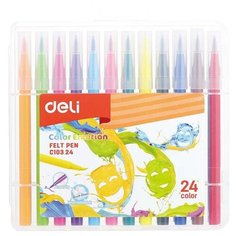 Фломастеры Deli EC10324 Color Emotion кисть, смываемые, 24 цвета