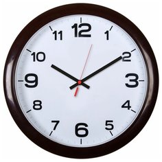 Часы настенные аналоговые Бюрократ WALLC-R87P, диаметр 29 см, темно-коричневый/белый