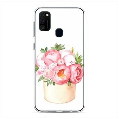 Силиконовый чехол "Коробка с пионами" на Samsung Galaxy M21 / Самсунг Галакси М21 Case Place