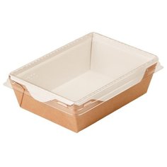 Контейнер с прозрачной крышкой, 500 мл, 165 x 120 x 45 мм, белый / крафт, 25шт/уп Do Eco