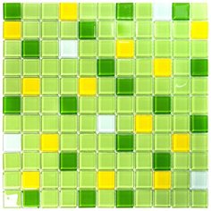 CPM-202-7 Мозаика из стекла Natural Color palette зеленый желтый белый квадрат