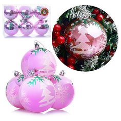 Набор шаров S0159-2 (8см) розовый цвет, в коробке Снеговичок