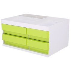 Органайзер настольный Deli EZ25050 Rio, 4 выдвижных ящика, 131x189x264 мм, белый/зеленый, пластик