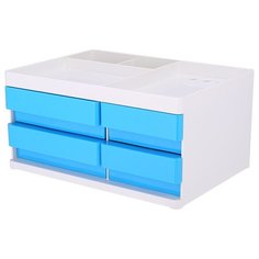 Органайзер настольный Deli EZ25030 Rio, 4 выдвижных ящика, 131x189x264 мм, белый/голубой, пластик