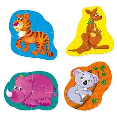 Мягкие пазлы "Тигренок и друзья" 4 картинки, 13 элементов Vladi Toys