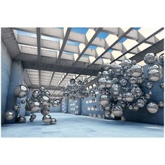 Фотообои виниловые на флизелиновой основе Polimar "Зеркальные шары 3D", Арт. 14-204, 400см х 270см (ШхВ)