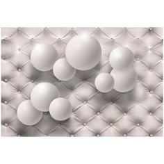 Фотообои виниловые на флизелиновой основе Polimar "Шары на бежевом стеганом фоне 3D", Арт. 14-073, 400см х 270см (ШхВ)