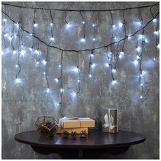 Гирлянда бахрома 3,0х0,5м. (80Led) комнатная, черный пр с контроллером (355685-B) Белый Luazon