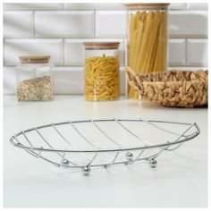 Ваза для фруктов, "Листок", хром, 32х21х4 см 133643 Доляна