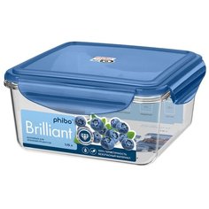 Phibo Контейнер Brilliant квадратный 1.15 л., 16x16 см, прозрачный/синий