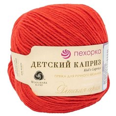 Пряжа Пехорка Детский каприз, 50 % шерсть, 50 г, 225 м, 10 шт., 88 красные маки