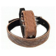 Кожаный ошейник с тиснением зоотехнология-м 35