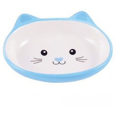 Миска КерамикАрт Мордочка кошки, керамическая, голубая, для кошек, 210 мл