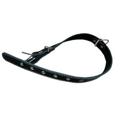 Ошейник Аркон кожаный, черный, один слой кожи, украшенный двойной декоративной строчкой, 40-54 см x 25 мм