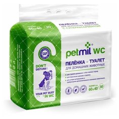 Пеленка Петмил впитывающая, одноразовая, с суперабсорбентом, 60х40 см, 30 шт Pet Mil
