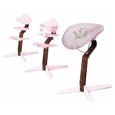 Детский стульчик Evomove Nomi от 0 мес до 12 лет с основанием орех (комплект) розовый; текстиль - розовая пудра