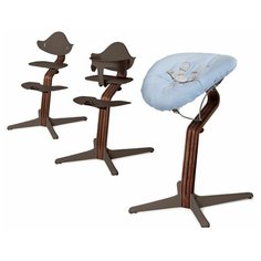 Детский стульчик Evomove Nomi от 0 мес до 12 лет с основанием орех (комплект) кофе; текстиль - лазурь