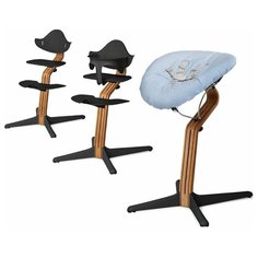 Детский стульчик Evomove Nomi от 0 мес до 12 лет с основанием дуб (комплект) черный; текстиль - лазурь