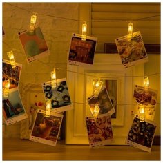 Гирлянда Luazon Lighting Нить, 5 м, "Прищепки", 30 LED, свечение теплое белое, 8 режимов, 220 V (MT.DCR.IP20.220.12.38-06.1.03)