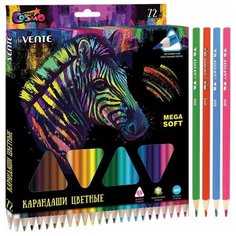 Карандаши цветные deVENTE Карандаши цветные 72 цвета deVENTE "Trio Mega Soft" 4М, трехгранные