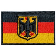 Нашивка (шеврон, патч) на термослое, Стежкофф, "Флаг Германии", черный, 8,5х5,2 см, 1 штука