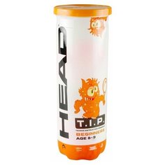 Мяч теннисный HEAD T.I.P Orange, 578223/578123,уп.3 шт, фетр,нат.резина,желто-оранжевый