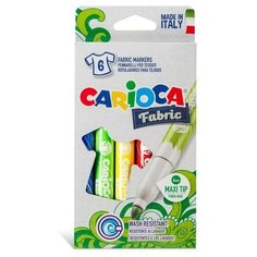 Фломастеры для ткани 6 цветов, Carioca Fabric, 6.0 мм