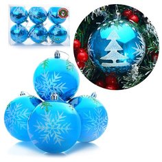 Набор шаров S0159-1 (8см) голубой цвет, в коробке Снеговичок