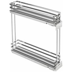 GTV Двухуровневая боковая корзина MOVIX PRO 150 мм (бутылочница) Cargo без направляющих, хром (плоский прут)