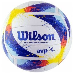 Мяч вол. "Wilson AVP Splatter" арт.WTH30120XB, р.5, 18 пан, композит.кожа, маш.сшивка, бело-сине-жел