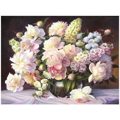 Алмазная мозаика 30х40 "Букет 5D" круглые стразы, на подрамнике Галеон