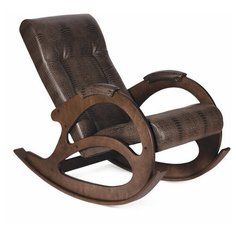 К-5 Кресло-качалка (5/1 - каркас темный тон + экокожа коричневый крокодил) Elewood