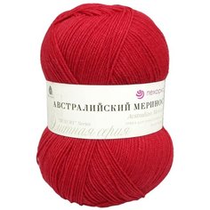 Пряжа Пехорка Австралийский меринос (95% мериносовая шерсть, 5% акрил) (06-Красный), 5 мотков