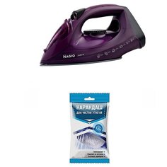 Мощный утюг MAGIO MG-133 plus с функцией вертикального отпаривания, карандаш для чистки подошвы в комплекте