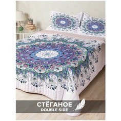 "Стеганое покрывало Ambesonne ""Мандала с перьями"" 230х240 см на кровать с двумя наволочками 50х70 см"