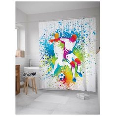 Штора для ванной JoyArty Будущий гол 180x200 (sc-56658) белый/голубой