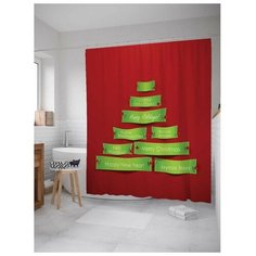 Штора для ванной JoyArty Ель с поздравлениями 180х200 (sc_378743) красный/зеленый