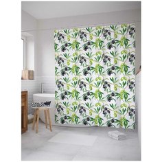 Штора (занавеска) для ванной JoyArty "Итальянские оливки" из сатена, 180х200 см с крючками